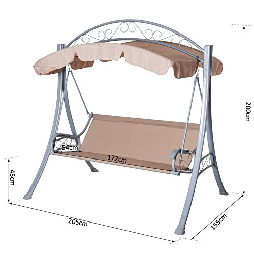 Outsunny 3 Seater Garden Metal Swing Chair ASTONSHEDSUK