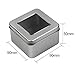 6-Pack of 8 Ounce Metal Box Square Rectangle Storage Tin Container Set with Large Clear Window Lids 3.6 x 3.6 Inches base x 2.4 inches tall
