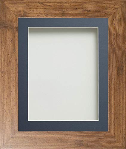 Frame Company Watson Range Rustic 9x7 inch Picture Photo Frame with Blue Mount for Image 6x4 inch *Choice of Sizes* Fitted with Real Glass — image 1