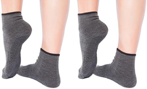 2 Pack Pacific Sock Exchange Merino Wool Non Slip Slipper Socks with Rubbery Grips Prevent Household Falls (Small)