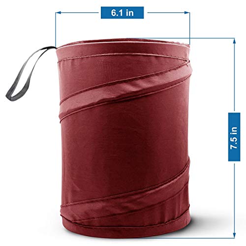 Mavoro Car Trash Can, Portable Garbage Bin, Collapsible Pop-up Water Proof Bag, Waste Basket Bin, Rubbish Bin, Maroon - Thumbnail 4