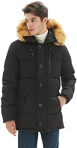 PUREMSX Mens Winter Jacket, Extremely Thicken Quilted Fur Hooded Long Anorak Parka Padded Coat 12 Colors