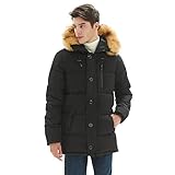 PUREMSX Mens Winter Jacket, Extremely Thicken Quilted Fur Hooded Long Anorak Parka Padded Coat 12 Colors
