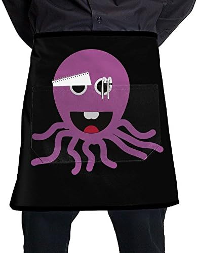 Cartoon Animal Purle Octopus Men And Women Kitchen 3D Apron For Cooking, Baking, Crafting, Gardening, BBQ-Navy &amp; Cream