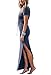 LXS STORE Women Sexy V Neck Casual Beach Club Maxi Dress Short Sleeve Long Dress (M)