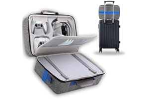 CNCJ Hard Shell Carrying Case for PS5, PS5 Pro, Portable Carry Bag PlayStation 5 Compatible with Disk Digital Edition, PS5 Console Travel Suitcase for Controller, Headset, Base and Game Accessories Gray