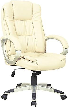 HPD PU Leather Executive Office Desk Task Computer boss luxury Chair (Cream White)