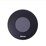 Bluetooth Shower Speaker, Water Resistant, Hands Free Portable Speakerphone with Microphone, 6 Hours of Playtime, Dedicated Suction Cup for Showers, Bathroom, Pool, Boat, Car, Beach, and Outdoor Use (Black)