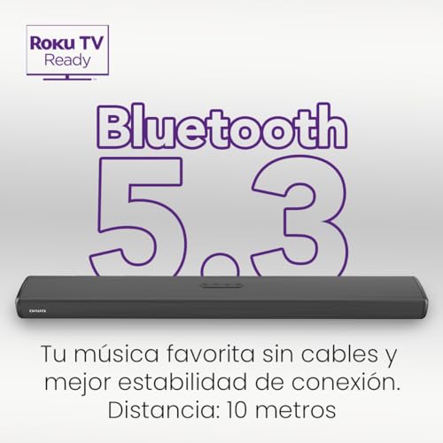 Aiwa Barra de Sonido AWSBRK Bluetooth 2.0 CH con LED, HDMI, 80W, Negro, 50/60 Hz, Sonido Potente para TV, Conexiones USB y Auxiliar, Diseño Slim Plus!