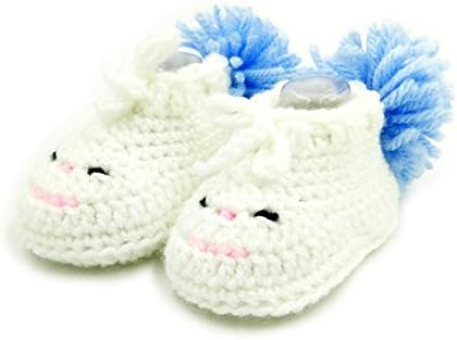 Newborn Baby Booties-Handmade Crochet Bunny Shoes-White Bunny shoes-White-0-3 mths