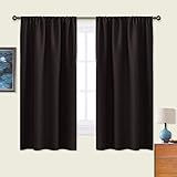 NICETOWN Blackout Curtain Panels 63 Inches - Triple Weave Microfiber Energy Saving Thermal Insulated Solid Rod Pocket Blackout Curtains For Bedroom (1 Pair,42 Inches By 63 Inch,Toffee Brown)