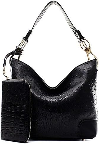 Handbag Inc Ostrich Vegan Leather Shoulder Hobo Handbag and Wallet