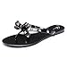 Qilunn Womens Bow Flip Flop Sandals Jelly Thong Flat Sandals Summer Beach Shoes with Rubber Rivets Bowtie Flip Flops 9 M US/41m EU/25.5cm Black