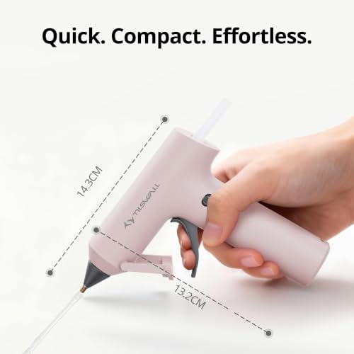 Tilswall Cordless Hot Glue Gun, Fast Preheating with 2Ah Built-in Battery | 90s Fast Preheating, Glue Gun and Sticks Set (7×140mm), Hot Melt Glue Gun Ideal for Crafts, DIY Making, Repairs W106s Pink