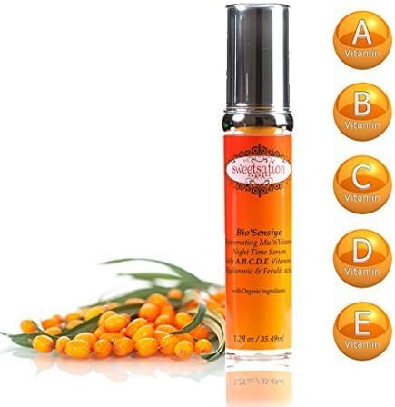 Bio'Sensiya Rejuvenating MultiVitamin Night Time Serum, with A.B.C.D.E Vitamins, Hyaluronic & Ferulic Acid - New! with Organic Ingredients by Sweetsation Therapy