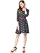 Allegra K Women's Bird Prints Contrast Belt Above Knee A Line Dress L Blue