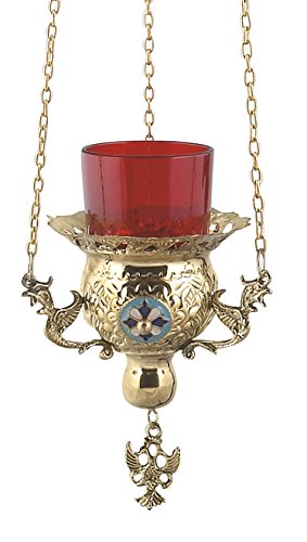 Hanging Brass Greek Christian Orthodox Vigil Lamp (9771 B)