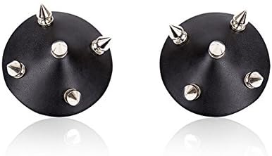 PU Leather Nail Nipple Clamps, Hezong Black Punk Rivets Nipple Pasties Women Reusable Nipple Cover