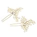 Yean Gold Bridal Hair Pins Set, Wedding Flower Hair Pin for Women and Girls (Set of 2)