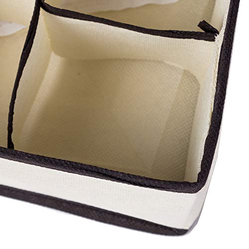 Xena 4 Pack Drawer Organizer Set Closet Underwear Sock Shirt Pantie Organizer Dividers Cream Foldable Clothing Boxes 11, 12, 13 Inch Large Bedroom Storage