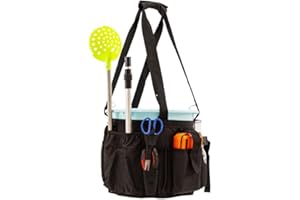 QHANSHIEE Fishing Bucket Organizer for 5 Gallon Bucket,Ice Fishing Bucket Tool Organizer,Fishing Bucket Caddy with Adjustable Buckle,Bucket Tool Bag with Multi-Pockets for Fishing Gear,Rod,Plier Holder