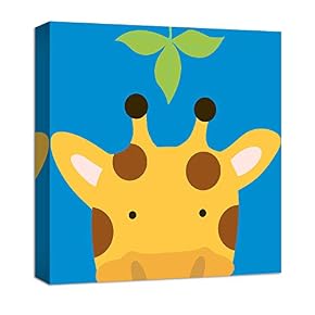 Yellow Giraffe Painting Artwork for Home Framed for Kids