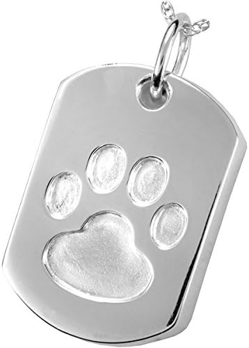 Memorial Gallery Pets 3171s Paw Print Dog Tag Sterling Silver Cremation Pet Jewelry