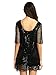 Deargles Womens Dress In Sequins Lace Hollow Out Half Short Sleeves SS16001
