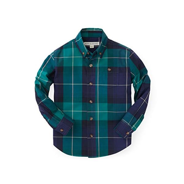 Hope & Henry Boys' Long Sleeve Stretch Poplin Button Down Shirt
