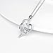 Sterling Silver CZ Animal Cat Love Heart Pendant Necklace 18