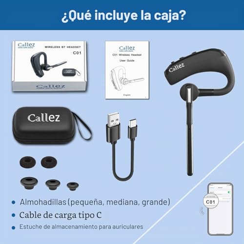 Bluetooth Headphones with CVC8.0 Dual Microphone Noise Cancellation, Pinganillo V5.0 Wireless Bluetooth Headset for Mobile iPhone Samsung Driving Office Business, Clear Chat