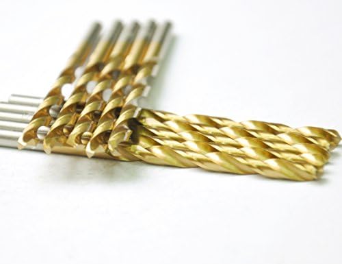 DRILLFORCE HSS Jobber Length 10 PCS,11/64" x 3-1/4"Titanium Coated Twist Drill Bits, Metal Drill, Ideal for Drilling on mild Steel, Copper, Aluminum, Zinc Alloy etc. Pack in Plastic Bag (11/64)
