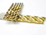 DRILLFORCE HSS Jobber Length 10 PCS,11/64" x 3-1/4"Titanium Coated Twist Drill Bits, Metal drill, ideal for drilling on mild steel, copper, Aluminum, Zinc alloy etc. Pack In Plastic Bag (11/64)