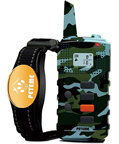 Peteme Dog Training Shock Collar Rechargeable with Beep/Vibration/Shock,100% Waterproof, 1200 ft Remote Trainer Range Collar for Small Medium Large Dogs.