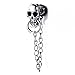 MENDINO Mens Women Stainless Steel Skull Chain Stud Earrings Drop Dangle Silver 2pcs