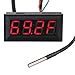 DROK Fahrenheit Scale 0.56 Inches DC 12V Digital Car Clock Thermometer Voltmeter 3in1 Red LED Auto Gauges DS18b20 Probe