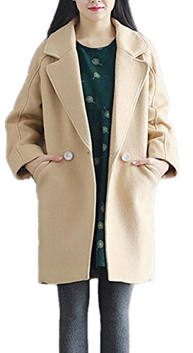 Lingswallow Women's Winter Wool Blend Single Breasted Trench Coat Jacket Camel Lingswallow Women's Winter Wool Blend Single Breasted Trench Coat Jacket Camel