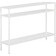Henn&Hart 42" Wide Rectangular Console Table with Metal Shelves in Matte White, Entryway Table, Accent Table for Living Room, Hallway