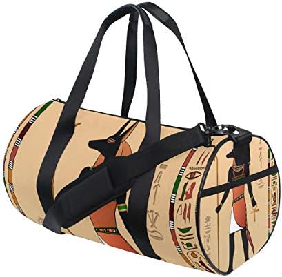 Brighter Egyptian Murals Anubis Fitness Sports Bags Gym Bag Travel Duffel Bag for Mens and Womens