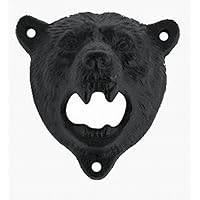 Salome Idea Antique Cast Iron Bottle Opener, Vintage Bear Teeth Bottle Opener, Shabby Chic Wall Mount Opener, (Black Bear)