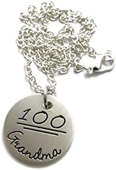 Best Grandma Gift - 100 Percent Grandma - Perfect Nana - Hand Stamped Jewelry - Personalized Engraved Jewelry
