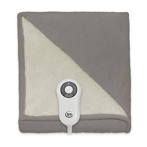 Serta Reversible Sherpa/Fleece Heated Electric Throw Blanket, 50"x60