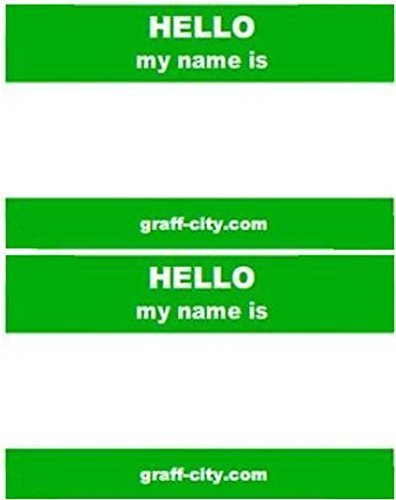 'Hello My Name is' Stickers/Name Label Tags - Green & White 100-8cm x 6cm — image 1