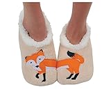 Snoozies Womens Classic Splitz Applique Slipper Socks - Feelin' Foxy, X-Large