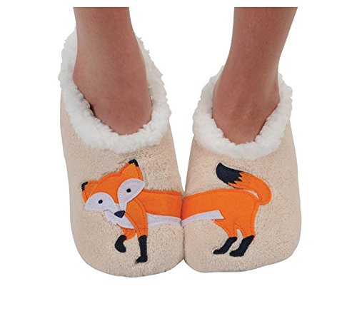 Snoozies Womens Classic Splitz Applique Slipper Socks - Feelin' Foxy, X-Large