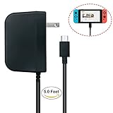 Whiteoak Switch AC Adapter Support TV Mode for Nintendo Switch Type-C USB PD Fast Travel Wall Charger with Cable Length: 5ft / 1.5 Meter, Output: 5.0V - 1.5A / 15.0V - 2.6A