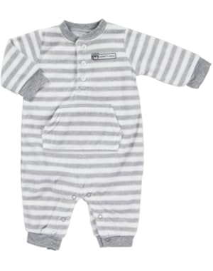 Carter's Microfleece Jumpsuit - Grey Stripe Raccoon- 6 Months