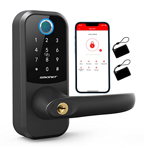 Smart Fingerprint Door Lock with Keypad,Keyless Entry Door Lock with Handle,Wireless
