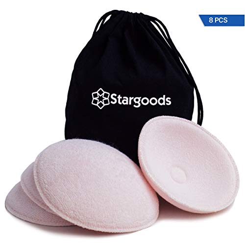 Reusable Nursing Pads for Breastfeeding, Washable Soft Cloth Organic Breast Pads, Pack of 8