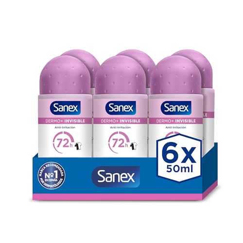 Dermo+ Invisible Desodorante Antitranspirante Roll-On 72 Horas 6 X 50ml – protección eficaz contra el sudor y el mal olor – dermatológicamente testado – protege de las manchas